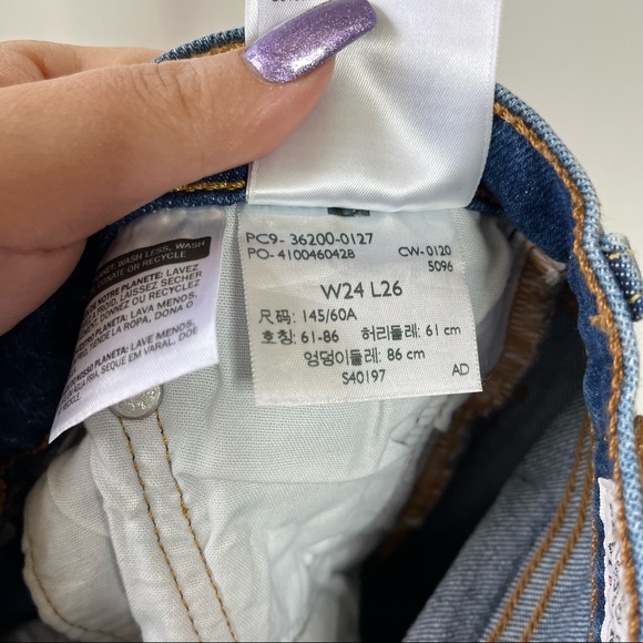 Levi’s 501 high waist crop straight leg Charleston fun distressed hem jeans - Picture 12 of 13